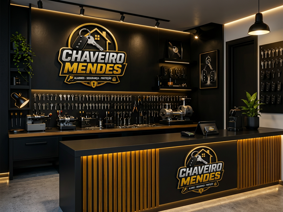 Espaço de atendimento do Chaveiro Mendes